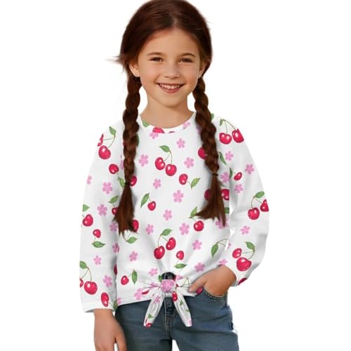 Girls Shirts Long Sleeve Tie Knot Shirt Cute Tops for Girls Size 5-123
