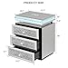 IKIFLY Mirrored Nightstand Set of 2, LED End Table with Wireless Charging Station, Modern Accent Side Table with 3 Crushed Diamond Drawers for Living Room, Bedroom and Office