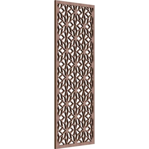Image of 13 3 /8 inchW x 34 3 /8 inchH x 3 /8 inchT Lake Decorative Fretwork Wood Wall Panels, Walnut