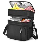 BAGNN Lunch Box & Lunch Bag for Men Women, Large Insulated Adult Lunch Box, Leakproof Cooler Lunchbox with Bottle Opener for Work Picnic Beach, 16L, Black