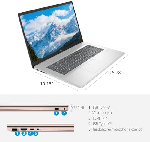 Image of HP 17 inch Touchscreen Business Laptop, Intel 10-Core i7-1355U(Up to 5 GHz), Microsoft Office Pro Lifetime, 16 GB RAM, 512 GB SSD, HD Audio, 720P Webcam, WiFi 6, Bluetooth 5.3, Windows 11 Pro, Silver