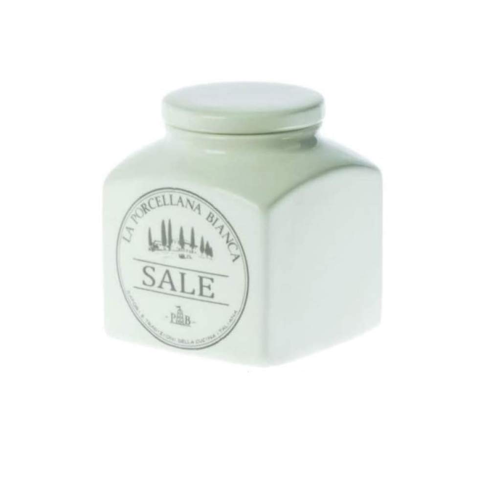 LA PORCELLANA BIANCA PB Conserva Porcelain Covered Salt Container 17 Oz in Gift Box