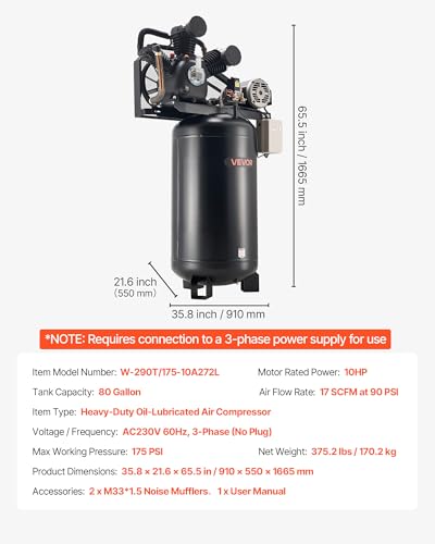 VEVOR 80 Gallon Heavy-Duty Air Compressor