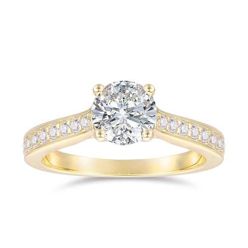 Lispark 14K �S�[���h ���A�b�T�i�C�g �����O 14K �z���C�g�S�[���h 1�J���b�g ���E���h�J�b�g ���A�b�T�i�C�g ����w�� 1CT �\���e�B�A ���A�b�T�i�C�g �����O �����p, �z���C�g�S�[���h �S�[���h ���A�b�T�i�C�g�B �z���C�g�S�[���h 
