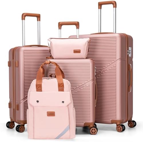 Cosbarn Luggage Sets, Lightweight Durable Hardshell 5 Piece Suitc...