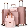 Luggage Sets 5 Piece Suitcases with Wheels, Suitcase Set ABS Hard Case Luggage with TSA Lock Spinner Wheels Durable Travel Luggage(Rosegold, 5-Piece Set(20"/24"/29"))