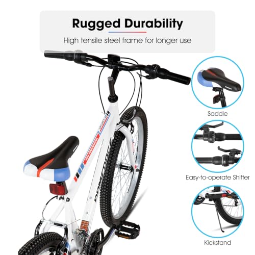 HILAND 24 26 inch Mountain Bike for Men Women, 18 Speeds