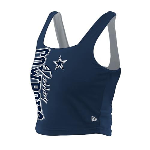 New Era Women's Navy/Gray Dallas Cowboys Reversible Cropped Sport Classics Tank Top