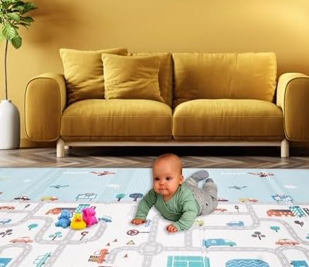 Swastikii Foldable reversible baby Play Mat , BPA free Multicolour Floor Playmat For Babies 0 to 12 Months , Learning and crawling baby play mat for kids , Waterproof , Extra Large Size (200x150x6mm) , Reversible Portable Foam Playmat for baby.