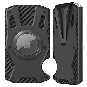 Mvgges AirTag Wallet for Men, Slim Minimalist Wallet RFID Blocking Front Pocket Wallet Carbon Fiber Aluminum Alloy Money Clip AirTag Smart Wallet for Mens And Women(No AirTag)