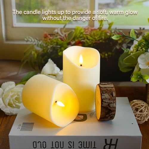 Image of Eebuss Flameless Candles with Remote Timer, Battery Operated Realistic Flickering LED Candles, 9 Packs Fake Candles for Home Decor (D3 x H 3 inch 4 inch 5 inch 6 inch 7 inch) (Ivory)