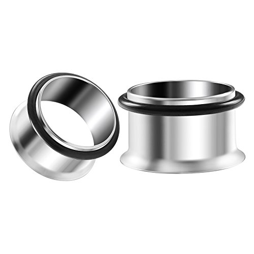 Pair of 316L Surgical Steel Single Flared Piercing Jewelry Stretcher Ear Plugs Earring Lobe O-ring flesh Tunnel