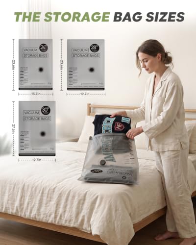 Image of Vacuum Storage Bags with Rechargeable Pump for Travel, 9 Combo Set