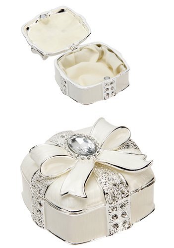 Silver Plated & Epoxy Square Trinket Box With Box & Crystals