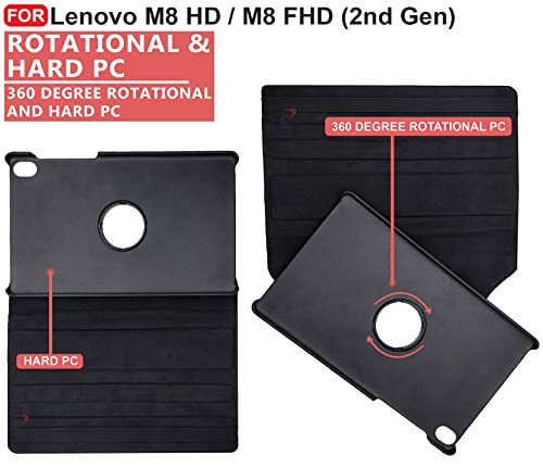 Image of CEDO Lenovo Tab M8 HD / M8 2nd Gen FHD (8 inch) Flip Cover | Leather Finish | 360 Degree Rotate Flip Cover | Back Cover Case for Lenovo Tab M8 HD / M8 (2nd Gen) FHD (8 inch) TB-8505 X /F /N (Black)