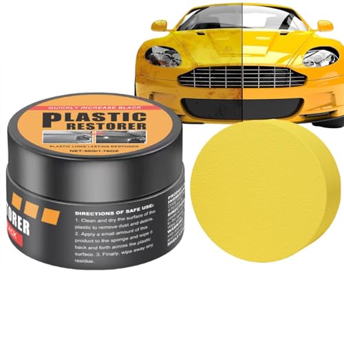 Genérico Pasta de renovación de Negro - Limpiador de reparación de Interiores de automóviles de 50 g con Esponja | Cuidado de Cuero y para restauración de salpicaderos, Set de Mantenimiento.