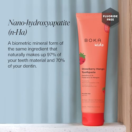 boka fluoride free toothpaste nano hydroxyapatite toothpaste - strawberry mango flavor 4 oz 1pk us manufactured
