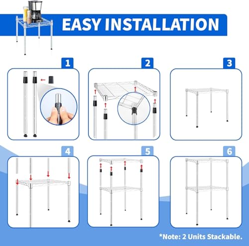 Image of Simple Deluxe 1-Tier Shelving Unit, 15 inch W x 15 inch D x 13.8 inch H Wire Metal Storage Rack, Chrome