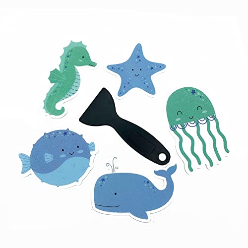 Crafty Critters Non-Slip Bathtub Stickers Pack Of 10 Under The Sea Creature Decal Treads. Best Adhesive Safety Anti-Slip Appliques For Bath Tub And Shower Surfaces For Kids Or Babies #TOP1
