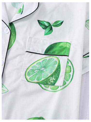 Image of Verdusa Women's 2 Piece Sleepwear Button Down Pajama Sets Short Sleeve Shirt and Shorts