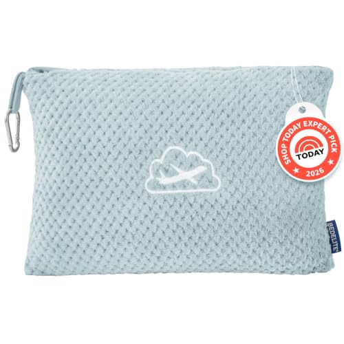 BEDELITE Travel Blanket with Bag Ultra-Soft Jacquard Fleece Blanket with Luggage Sleeve & Backpack Clip Airplane Blanket Travel Essentials Blue