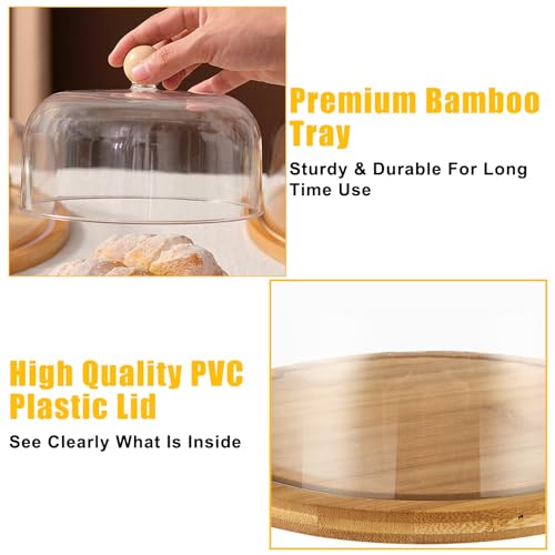 LDXDRU 10 Inch Cake Stand with Dome Lid, Wood Cake Plate with Cover, Wooden Cake Display Stand for Anniversary Birthday Wedding Party - Image 4