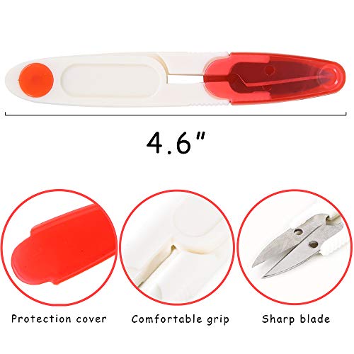 PROLOSO 20 Pcs U-scissors Thread Clippers for Sewing Thread Snips with Cover Thrimming Nippers Stitch Sewing Yarn Cutter