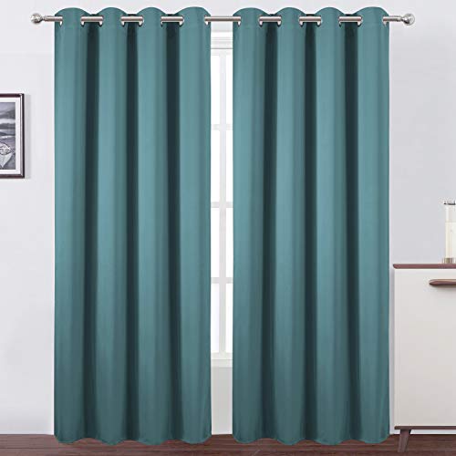 Image of LEMOMO Sea Teal Thermal Blackout Curtains /52 x 108 Inch /Set of 2 Panels Room Darkening Curtains for Bedroom