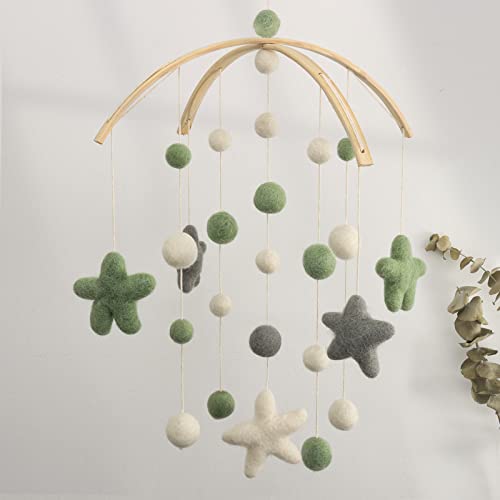 Image of Baby Mobile for Crib - Crib Mobile for Girls, Boys - Mobile for Bassinet, Pack N Play - Boho Crib Mobile - Felt Ball Mobile - Gender Neutral Baby Mobile - Boho Nursery Decor