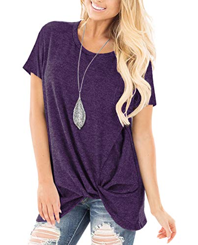 ZILIN Women's Cold Shoulder T-Shirt Short Sleeve Knot Twist Front Tunic Blouse Tops