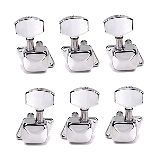 CATIEBYE 6Pcs Semiclosed Guitar Tuning Pegs Machine Heads for Electric Acoustic Guitars Lr Silver Durable Body Includes Ferrules Screws for Easy Installation