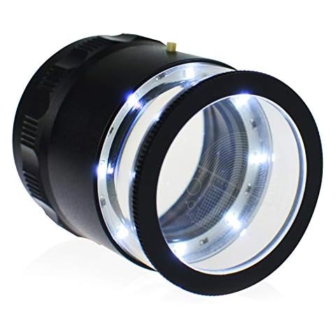10X Illuminated Jewelers Loupe Magnifier with Interchangeable Reticle Scale, LED Light, 25mm Field of View, for Jewelry,Gems, Coins, Hobby Tool (1 Glass Scale Chart) Cover
