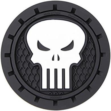 Plasticolor 000657R01 Marvel Punisher Auto Car Truck SUV Cup Holder Coaster 2-Pack , BLACK image 5