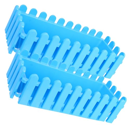 Angoily 2 Stück Rechteckiges Balkon Pflanzgefäß aus Kunststoff mit Zaun Design Blau für Fensterbank und Terrasse mit Ablaufloch und Erdhaltefunktion