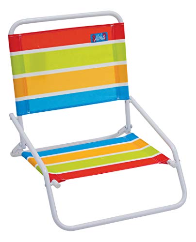 Rio Beach Wave 1-Position Beach Folding Sand Chair, Bright Stripes
