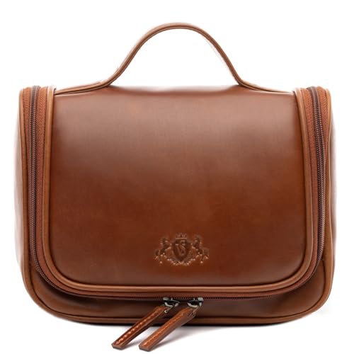 Trousse de voyage cuir marron compacte pour hommes et femmes