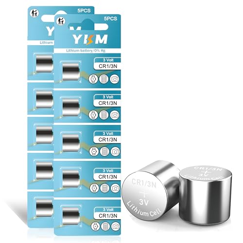 YKM High Capacity CR1/3N 3V Lithium Battery CR 1/3N DL1/3N CR-1/3N 2L76 for Pistol Laser Pet Collar 10 Pack