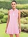Cucuchy Style Tennis Dress for Women Sleeveless Golf Dresses with Built in Shorts Pockets Polo Zip Up Quick Dry for Athletic Sports Clothes Pink Large