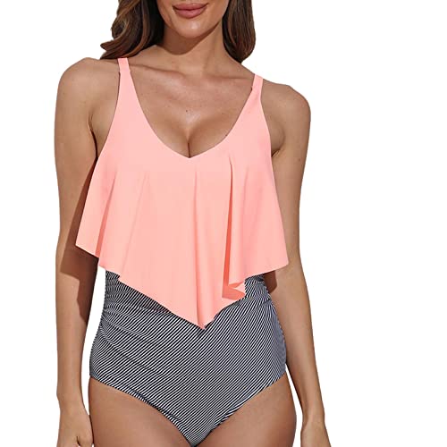 Swimsuit de babados retrô para mulheres - Mulheres Flounce Maiôs Retro Flounce Maiôs, Controle de Ba