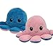 Plüschi Original✓ Octopus Plüschtier XXL Groß Oktupus Stimmungs Kuscheltier Oktopus Plüsch wenden xxl Oktopus Plüschfigur Stofftier zum wenden 30cm (Rosa & Blau)
