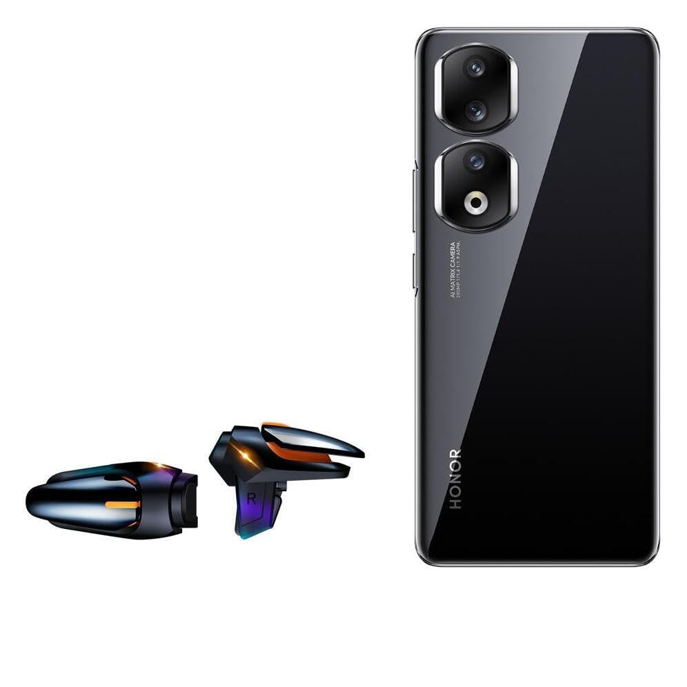 BoxWave Gaming Gear Compatible with Honor 90 pro - Touchscreen QuickTrigger Auto, Trigger Buttons Autofire Gaming Mobile FPS - Jet Black