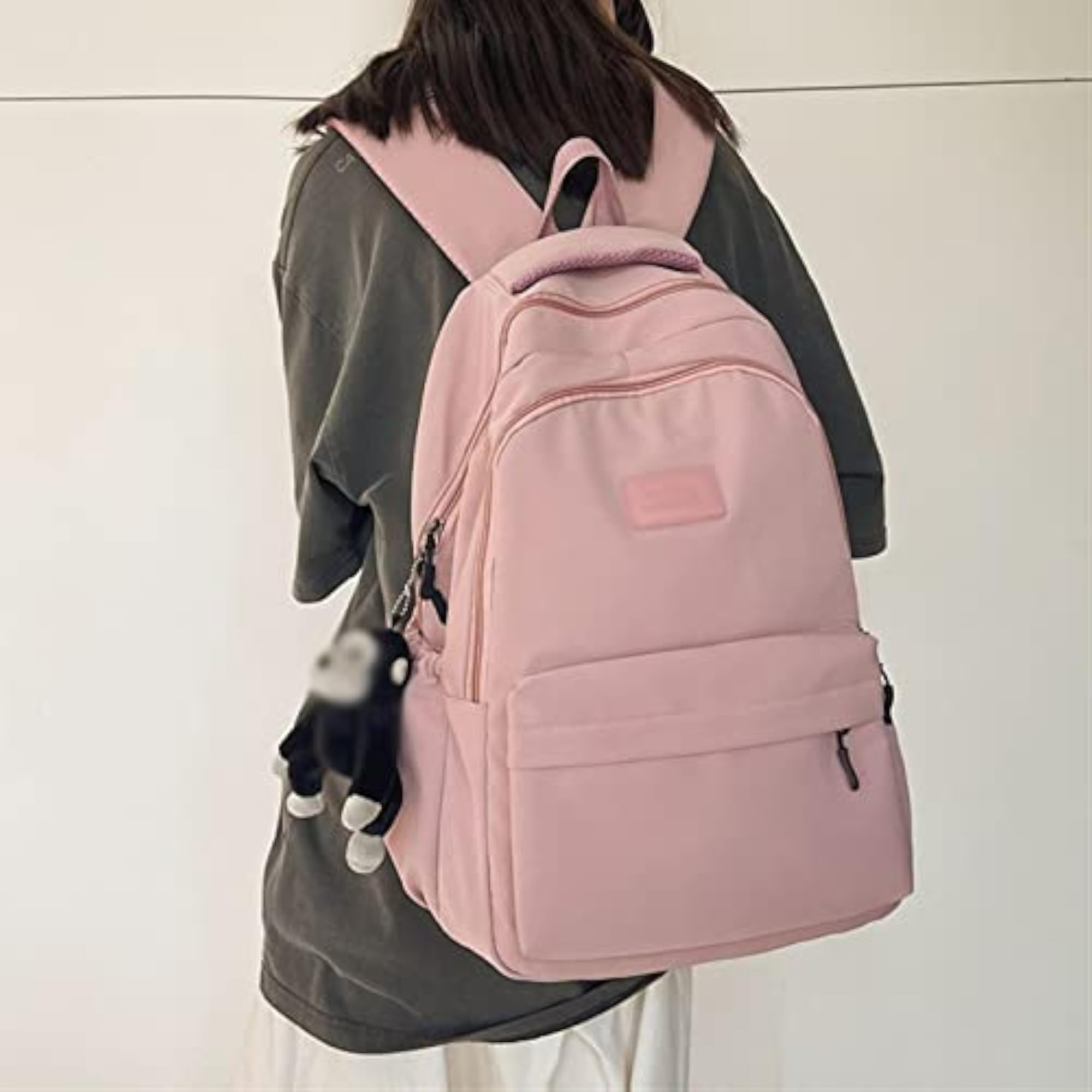 Women's Solid Color Multi-Pocket Travel Backpack