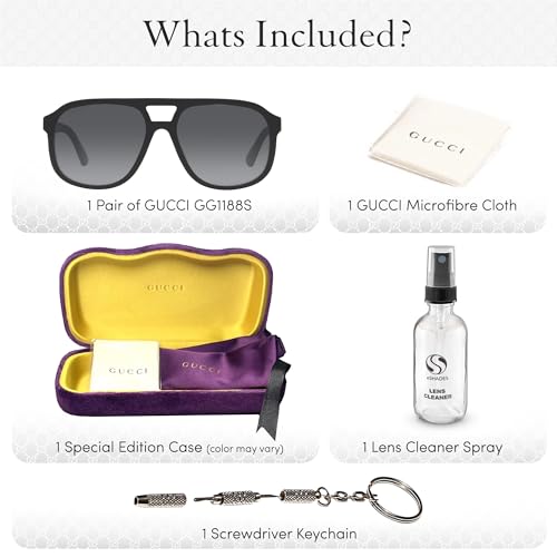 Gucci GG1188S Designer Sunglasses: Elegant Pilot Frame Eyewear with Premium eSHADES Kit - Epitome of Luxury and Style3