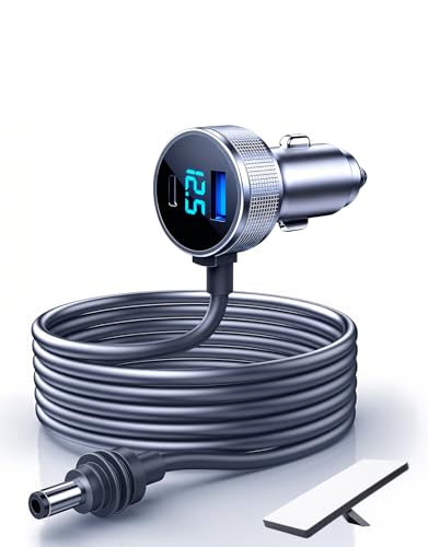 starlink mini car Adapter, 3 in 1 Starlink Mini Car Adapter DC Power Cable and Cigarette Lighter Adapter 12V-48V with Voltage Display, Durable USB-C PD 45W and USB-A 35W Ports，Suitable for Cars（10FT）