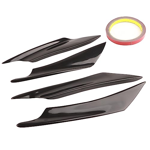 Front Bumper Lip Splitter, Fin Canards Body Spoiler Kit, 4pcs Universal Car Body Spoiler Front Bumper Lip Splitter Fins Trim (Black unpainted)