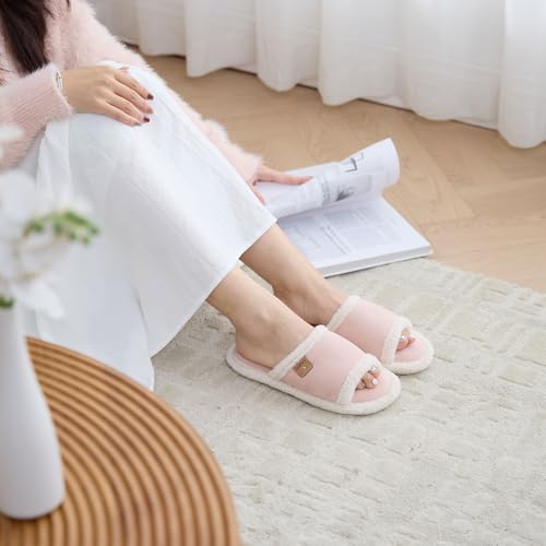 Image of GOEWY Cross Band Slippers for Women with Cozy Memory Foam Machine Washable
