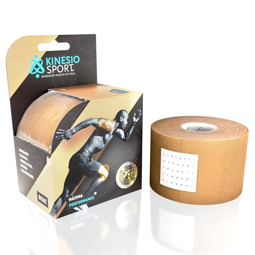 KinesioSport Cinta Kinesiológica 5 cm × 6 m (Kinesiology Tape) – Vendaje Neuromuscular Adhesivo Fuerte 3-5 Días, Resistente al Agua/Sudor, Hipoalergénica Sin Látex – Soporte Deportivo y Alivio Dolor
