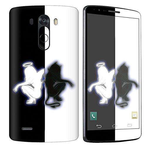 [NakedShield] SkinScratch Guard Vinyl Skin Decal [Full Body Edge] [Matching Wallpaper] - [Devil and Angel] Compatible for LG [G3]
