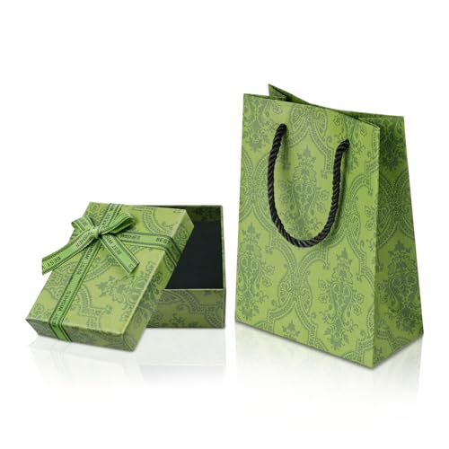 Aucuu Caja de Regalo de Joyería, Cajas de Collar de Pendientes, 9x7x3cm Caja de Regalo con Lazo, para Cumpleaños Día de San Boda Valentín Navidad