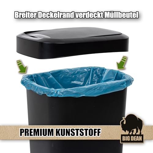 BigDean Mülleimer 50 Liter Schwing & Klappdeckel schwarz Küche – Bild 4